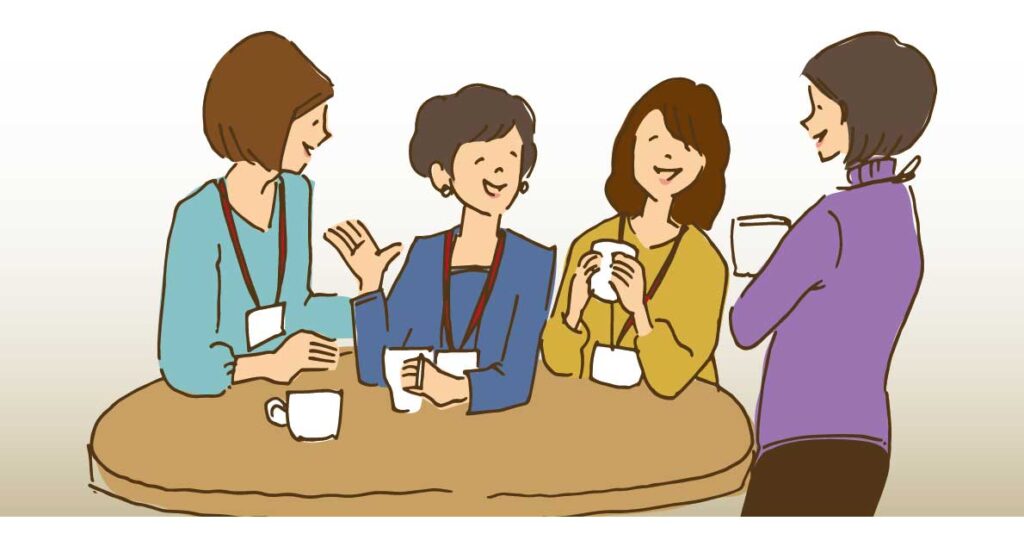 オフィスでコーヒーブレイクしている写真